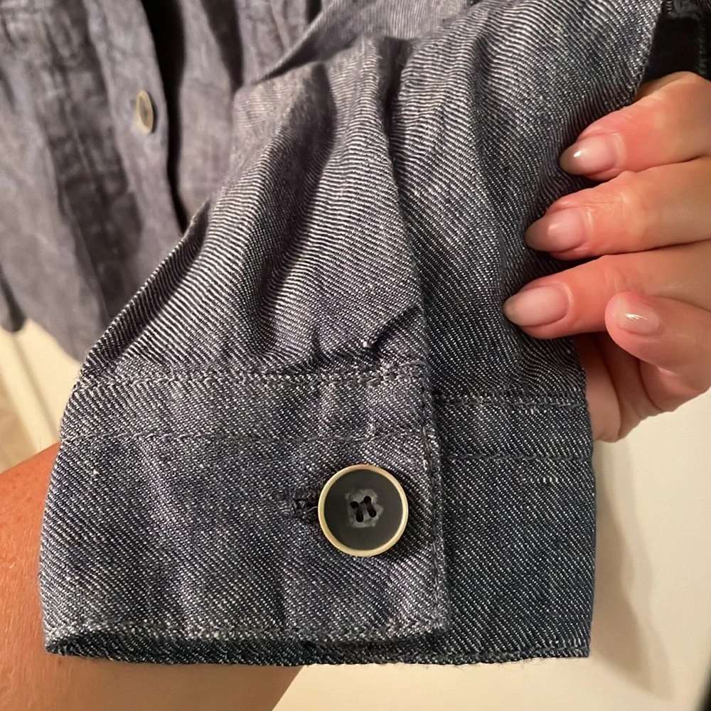 J. McLaughlin‎ Women’s Skye Jacket Small NWT $228 Denim Solid Button 100% Linen